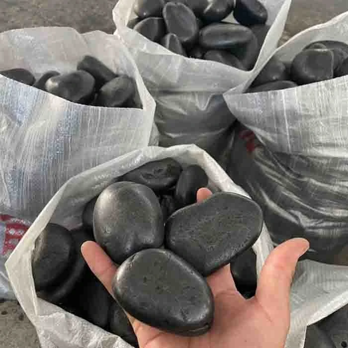 black polished pebbles 25kg